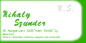 mihaly szunder business card